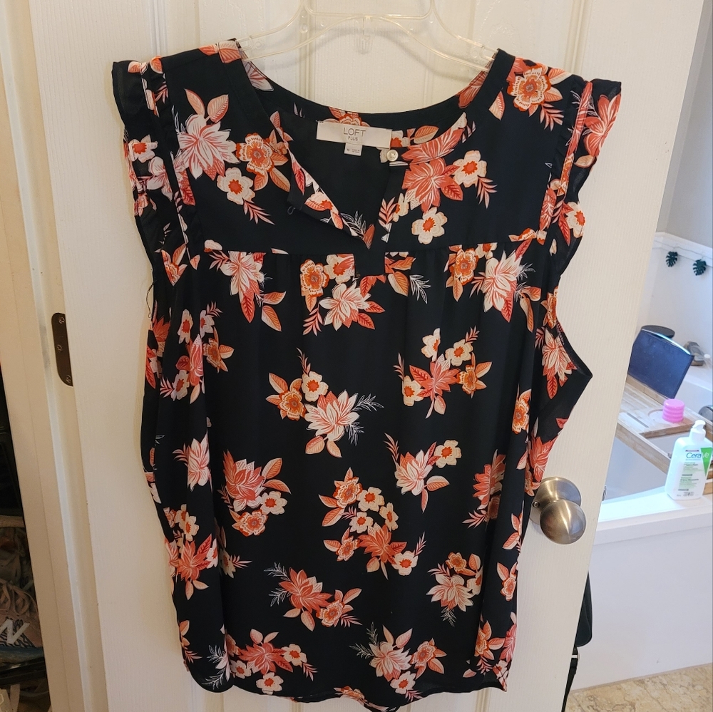 LOFT Sleeveless Blouse Plus 16 - Floral Print